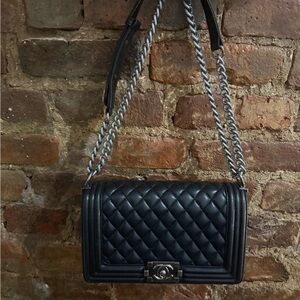Black Quilted Chain Shoulder Bag